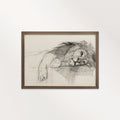 Sleeping Lion Wall Art Printable | Neutral Pencil Sketch Wildlife Print