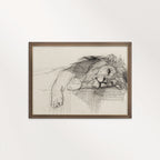 Sleeping Lion Wall Art Printable | Neutral Pencil Sketch Wildlife Print