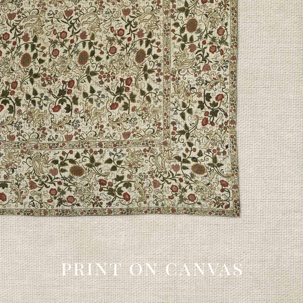 Vintage Floral Rug Wall Art Printable – Antique Textile Pattern Print (Digital Download)