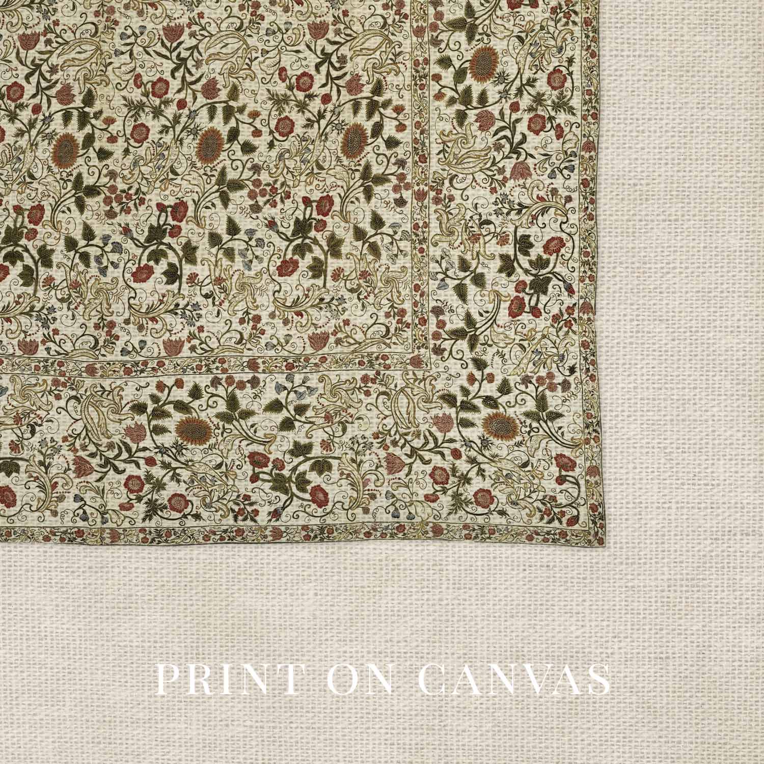 Vintage Floral Rug Wall Art Printable – Antique Textile Pattern Print (Digital Download)