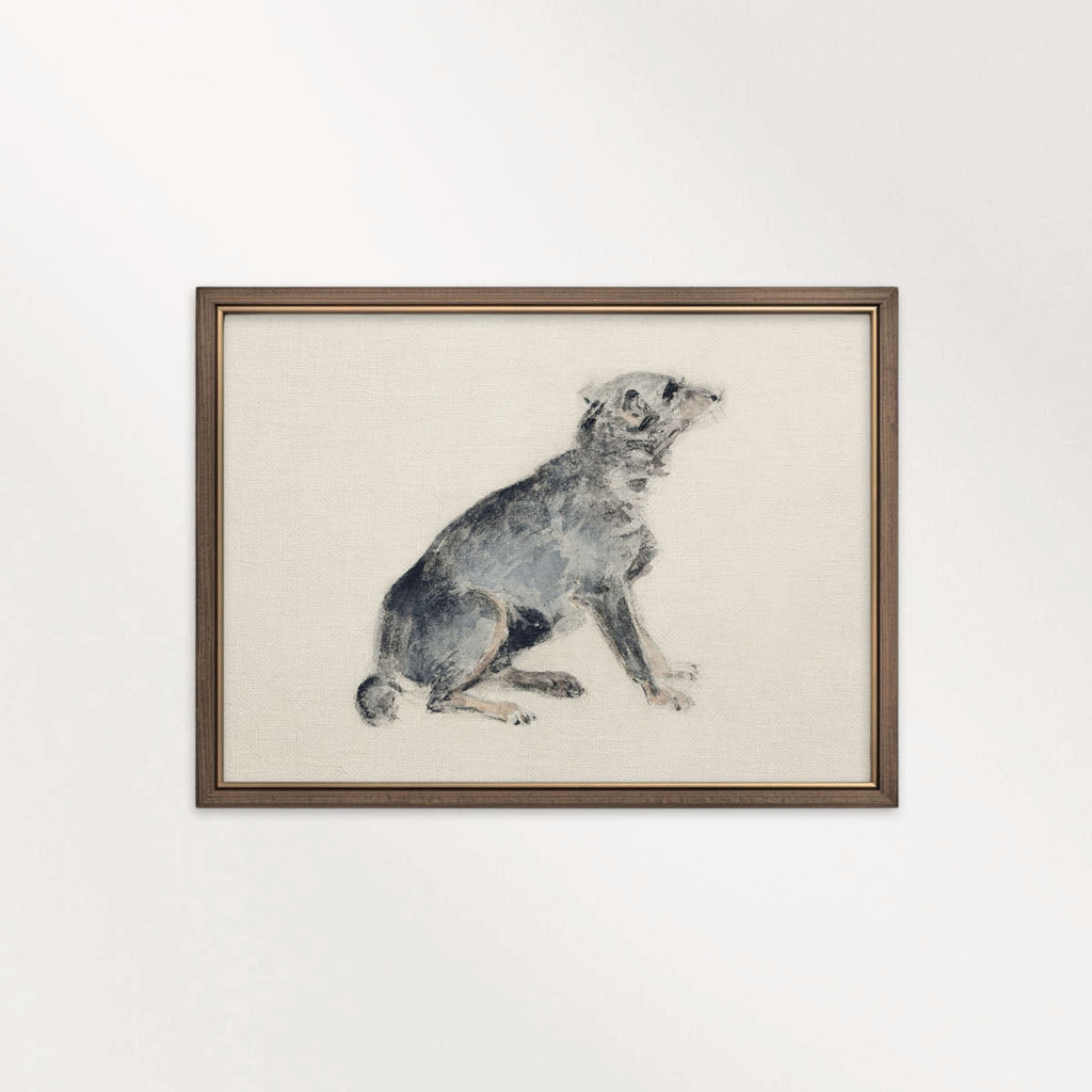 Vintage Watercolor Dog Wall Art Printable | Neutral Rustic Dog Illustration