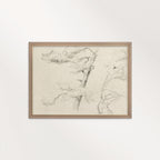 Windblown Pine Tree Wall Art Printable | Antique Minimal Pencil Sketch Print