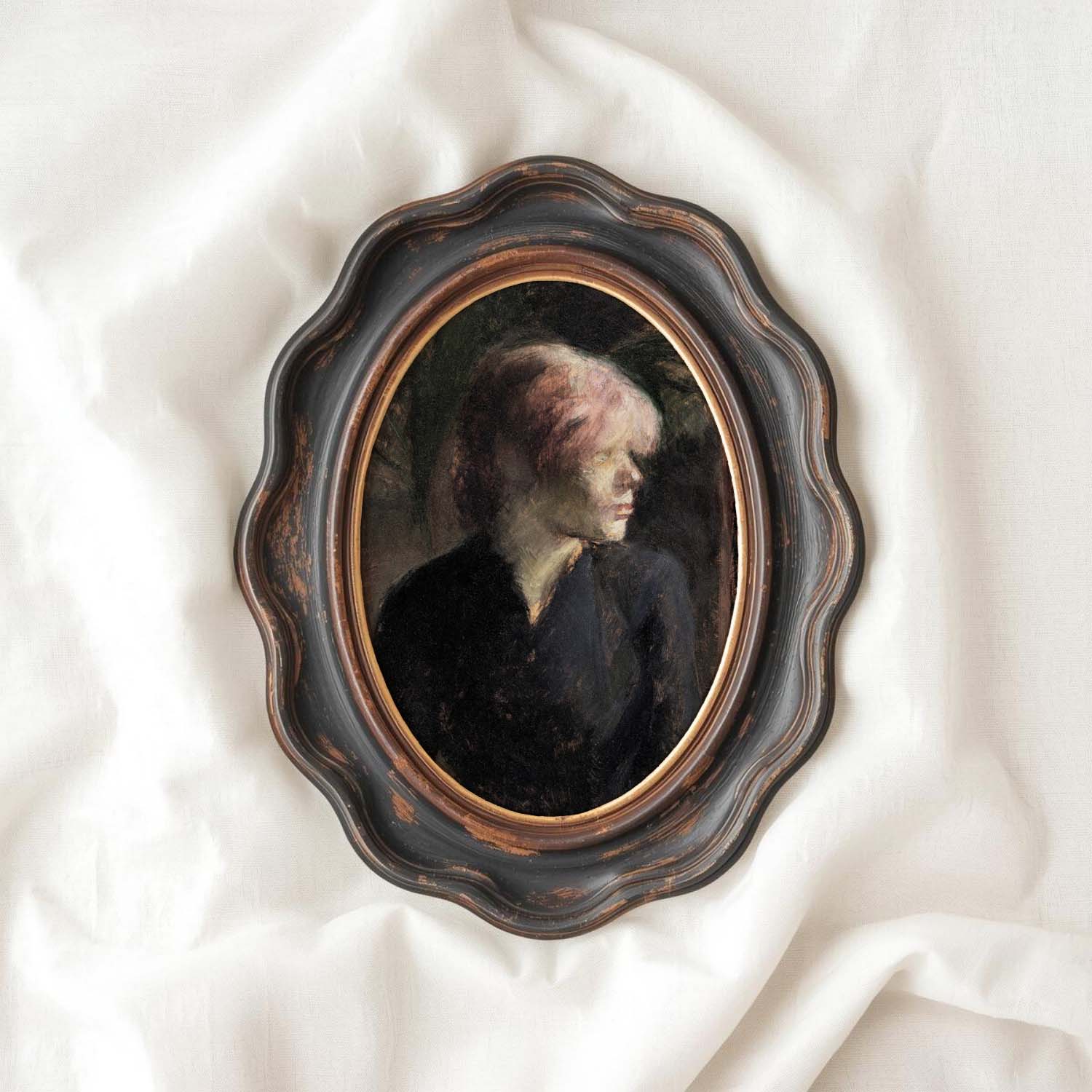 Vintage Woman Portrait Wall Art Printable – Moody Pink Hair Aesthetic Print