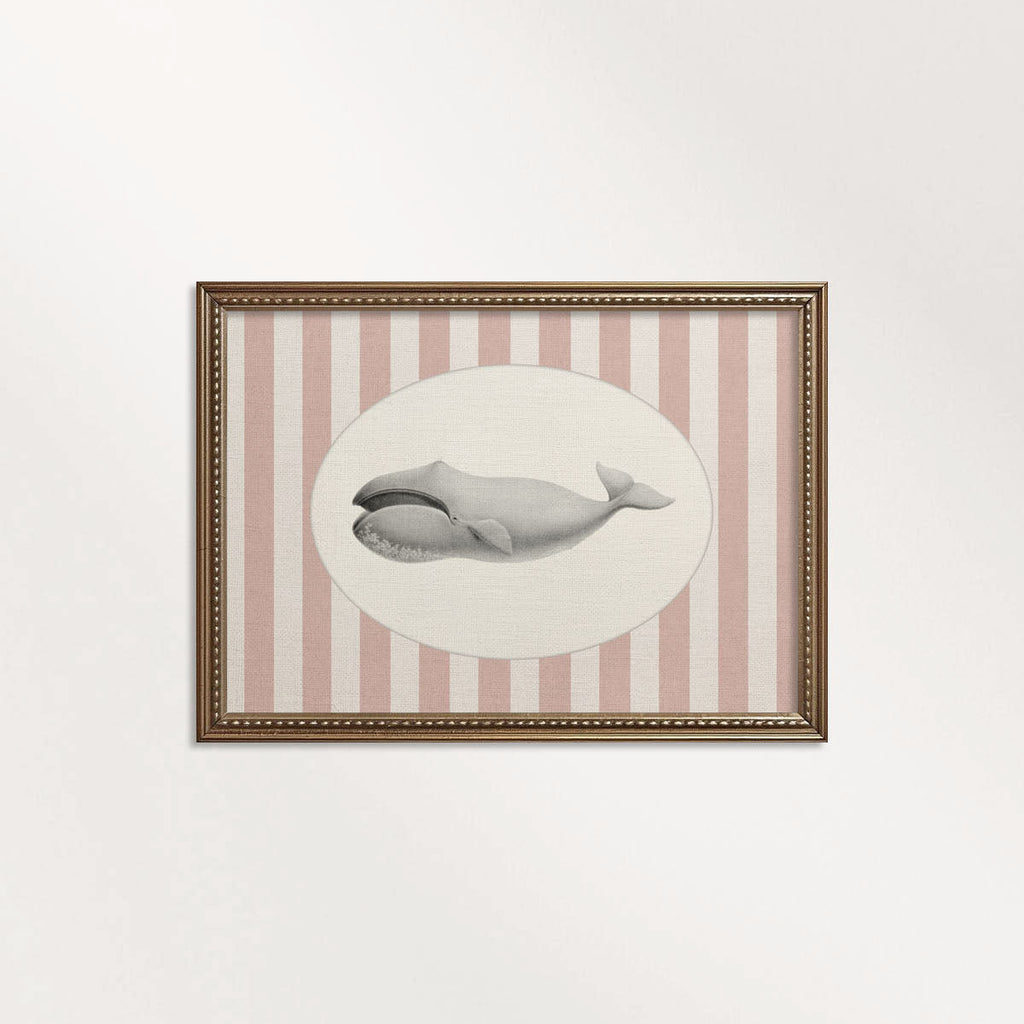 Whale Nursery Wall Art Printable (Digital Download) — Pink Striped Storybook Ocean Decor