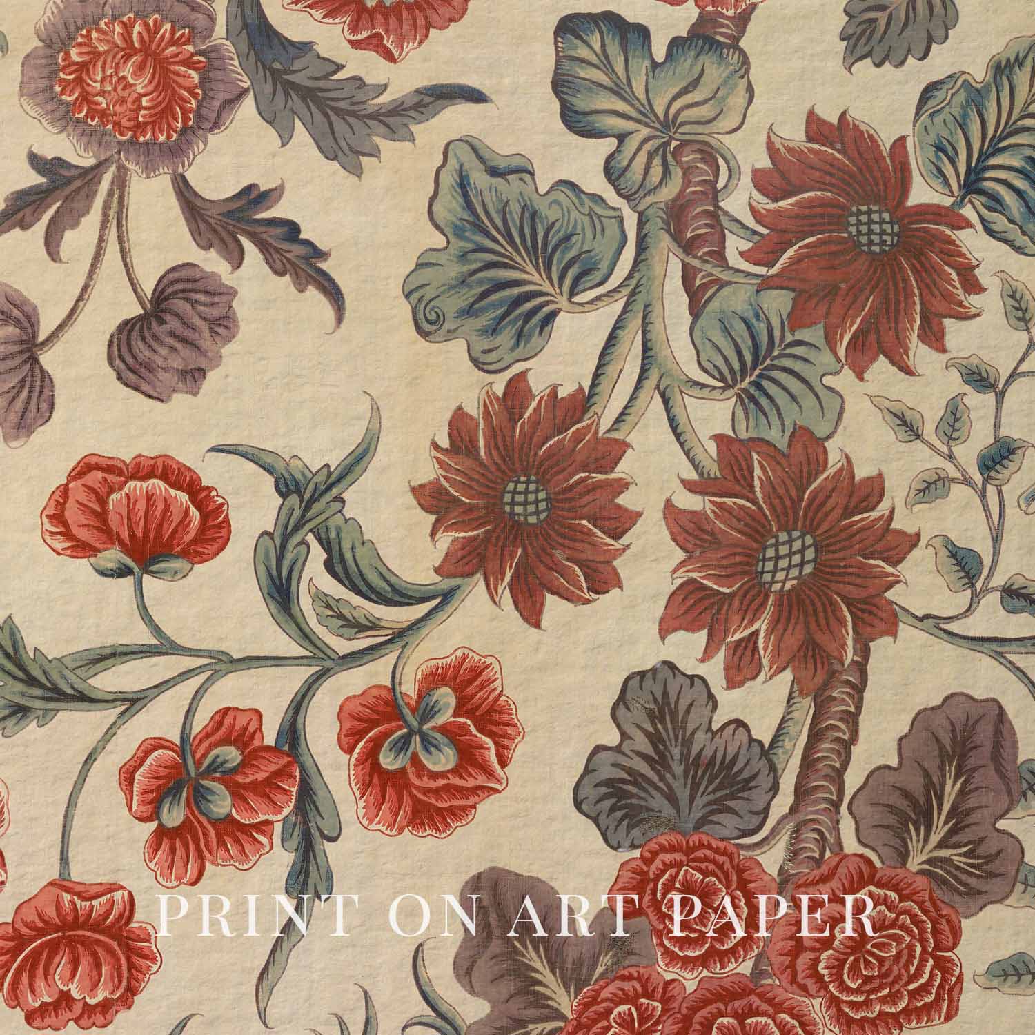 Vintage Red Herbarium Floral Printable Wall Art (Digital Download)