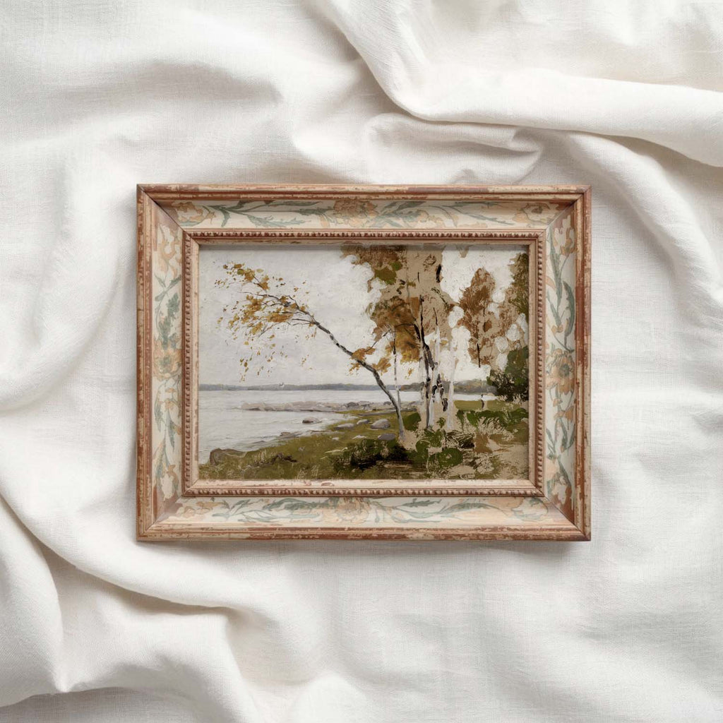 Muted Ochre Autumn Landscape Printable Wall Art | Soft Rustic Nature Decor