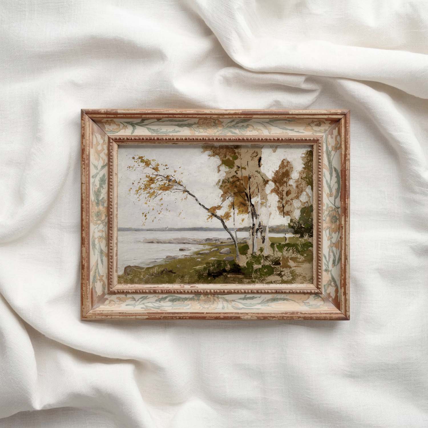 Muted Ochre Autumn Landscape Printable Wall Art | Soft Rustic Nature Decor
