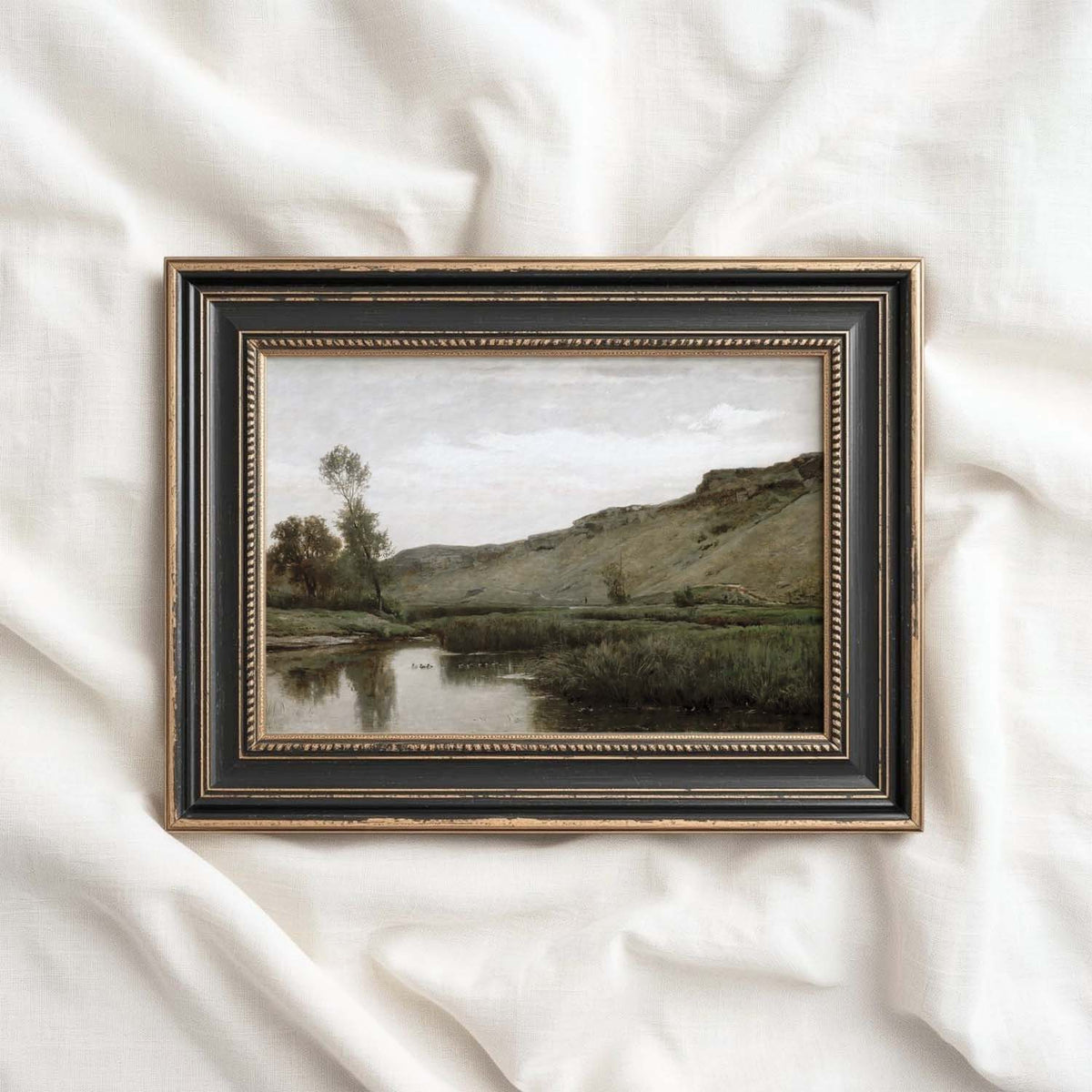 River landscape print with an atmospheric old-world countryside aesthetic