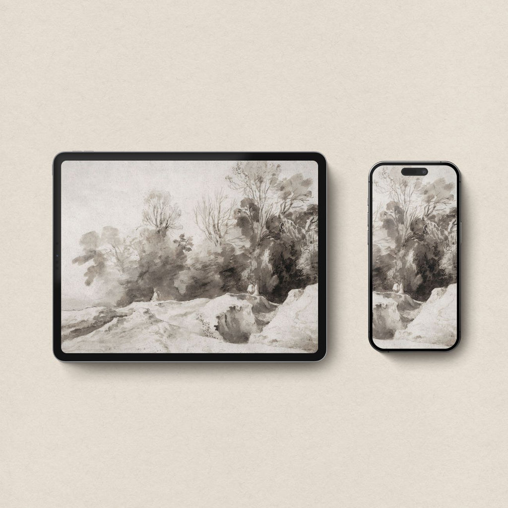 Moody European Forest Wallpaper Bundle | Muted Brown Autumn Woodland Watercolor Aesthetic