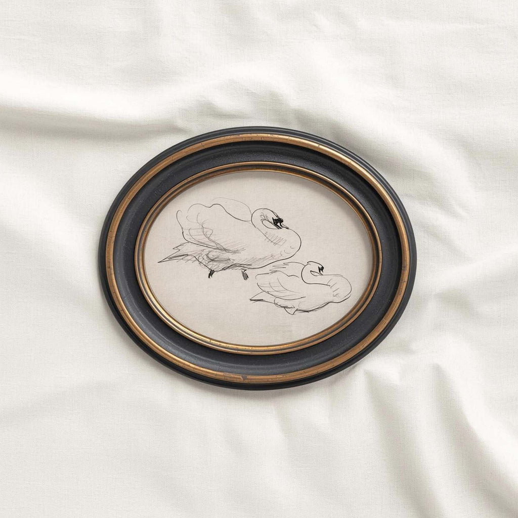 Vintage Swan Wall Art Printable | Neutral Romantic Pencil Sketch Bird Drawing