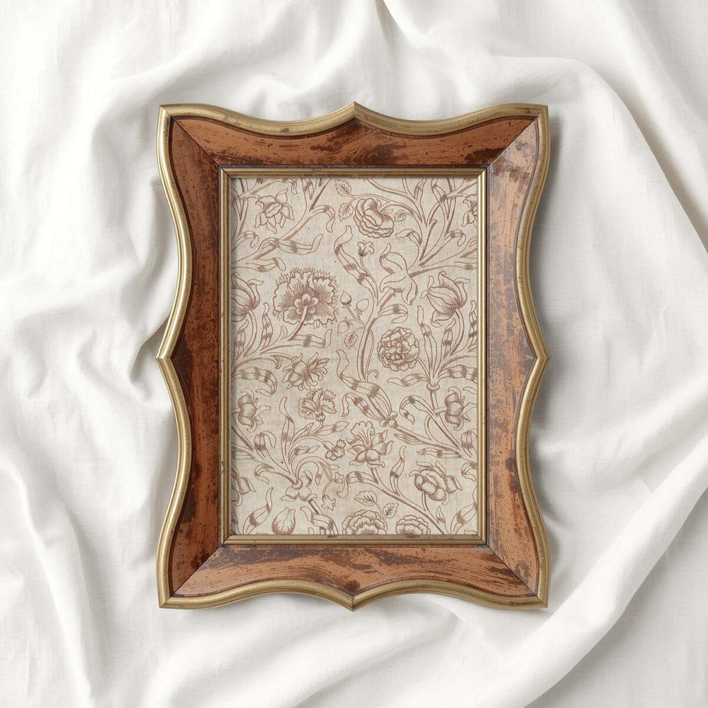 Neutral Boho Floral Tapestry Printable Wall Art – Taupe Vintage Cottagecore Decor