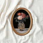 Rose Oil Painting Wall Art Printable (Digital Download) — Vintage Red & Pink Roses Glass Vase