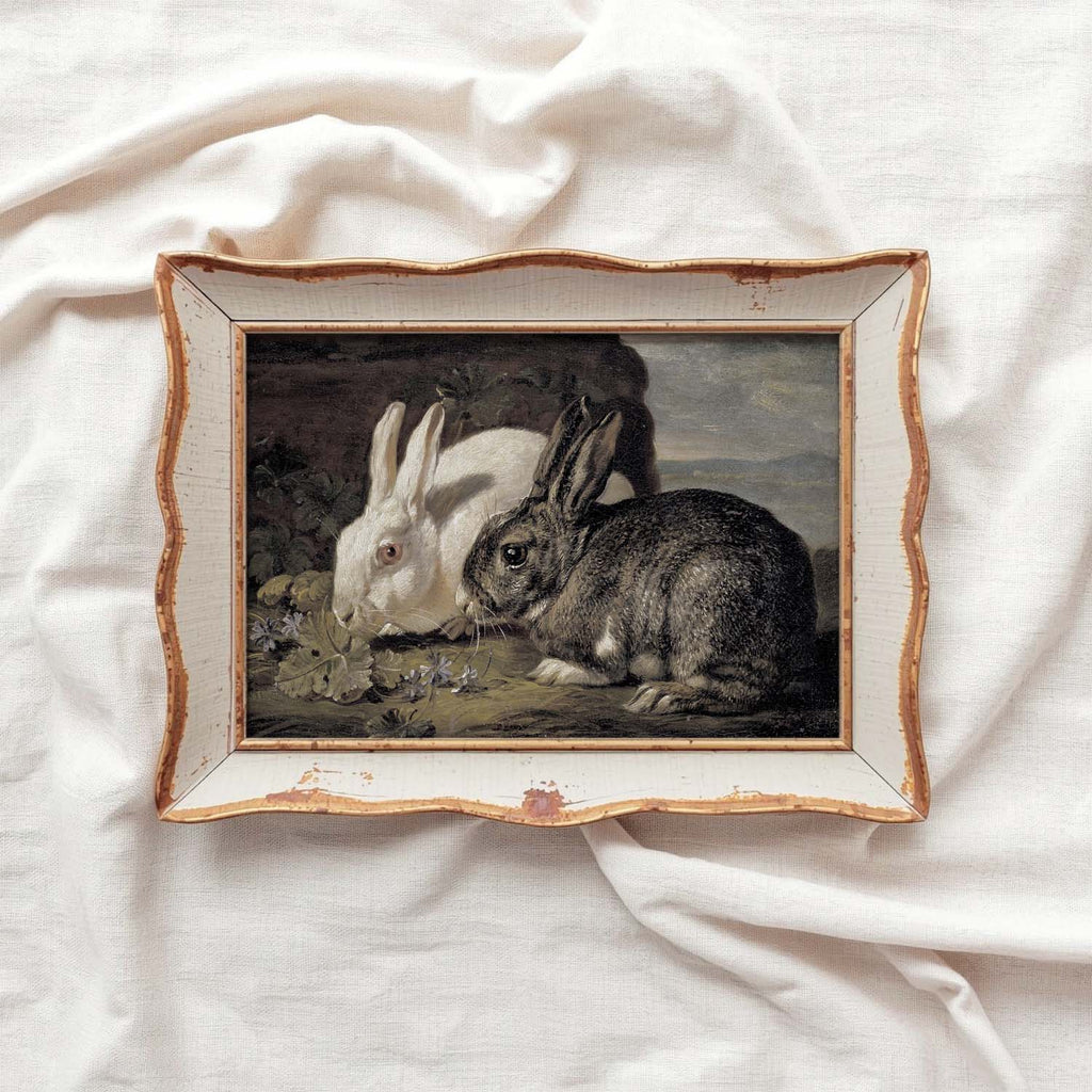 Baroque Rabbit Wall Art Print (Antique Dark Romantic Woodland Landscape)