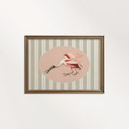 Spoonbill Nursery Wall Art Printable (Digital Download) — Sage Green Blush Striped Storybook Bird Decor