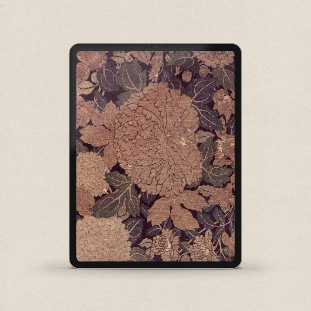 Rust & Plum Peony iPhone & iPad Wallpaper Set – Vintage Botanical Aesthetic (Digital Download)