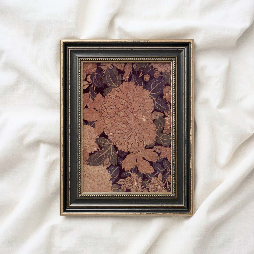 Rust & Plum Peony Wall Art Printable – Vintage Botanical Cottagecore Print (Digital Download)