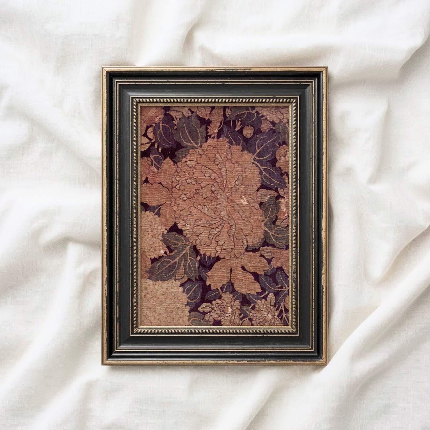 Rust & Plum Peony Wall Art Printable – Vintage Botanical Cottagecore Print (Digital Download)