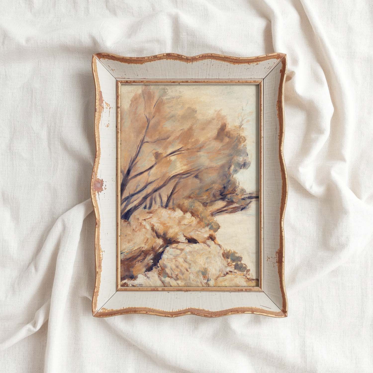 Warm Muted Rustic Landscape Wall Art Printable – Earth-Tone Abstract Nature Print | Muted Abstract Art