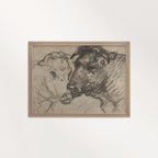Two Cows Wall Art Printable | Vintage Pencil Sketch Farm Animal Print