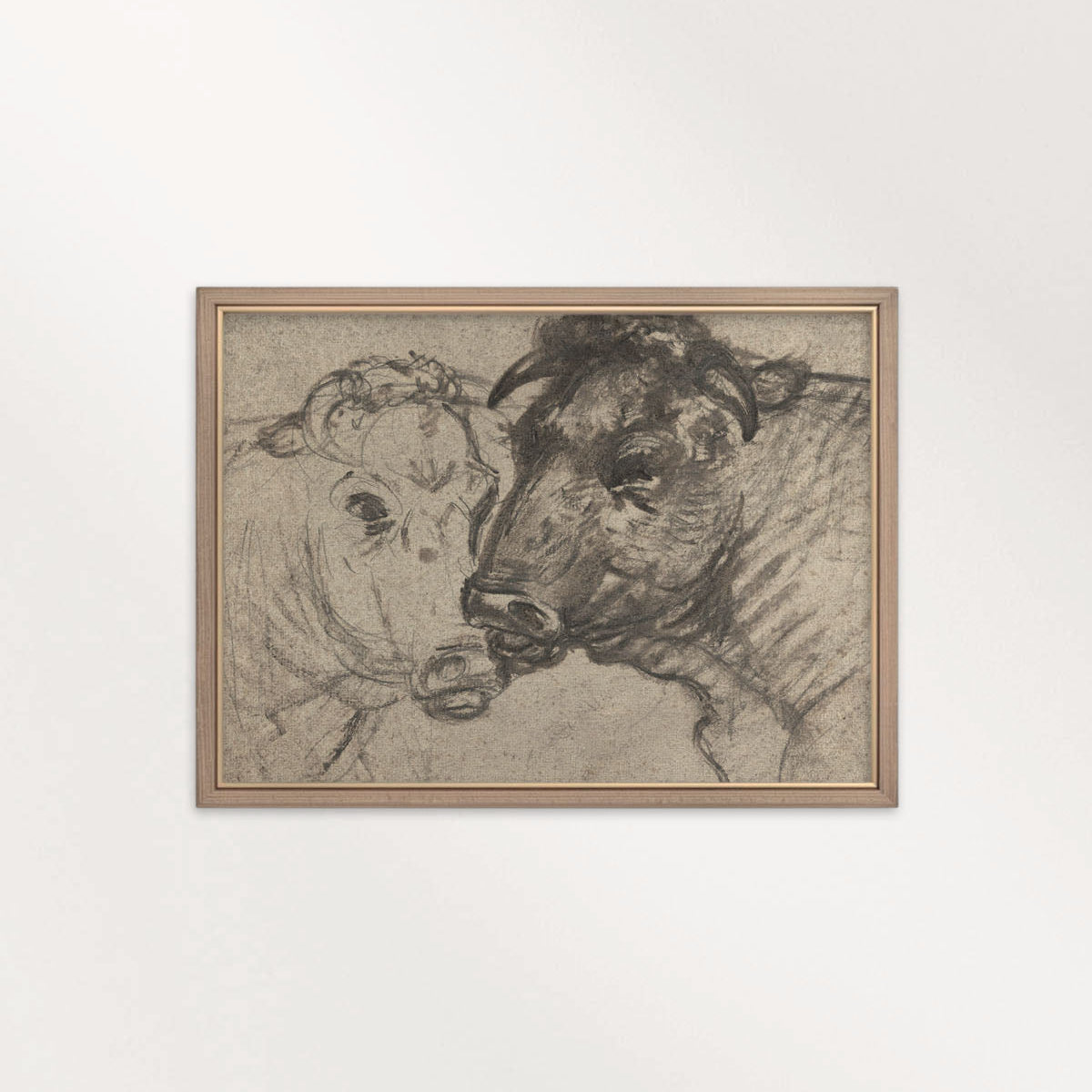 Two Cows Wall Art Printable | Vintage Pencil Sketch Farm Animal Print