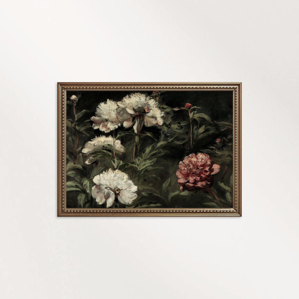 Rustic Dark Floral Roses printable wall art featuring moody vintage roses in a dark autumn floral style.