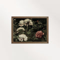 Rustic Dark Floral Roses printable wall art featuring moody vintage roses in a dark autumn floral style.