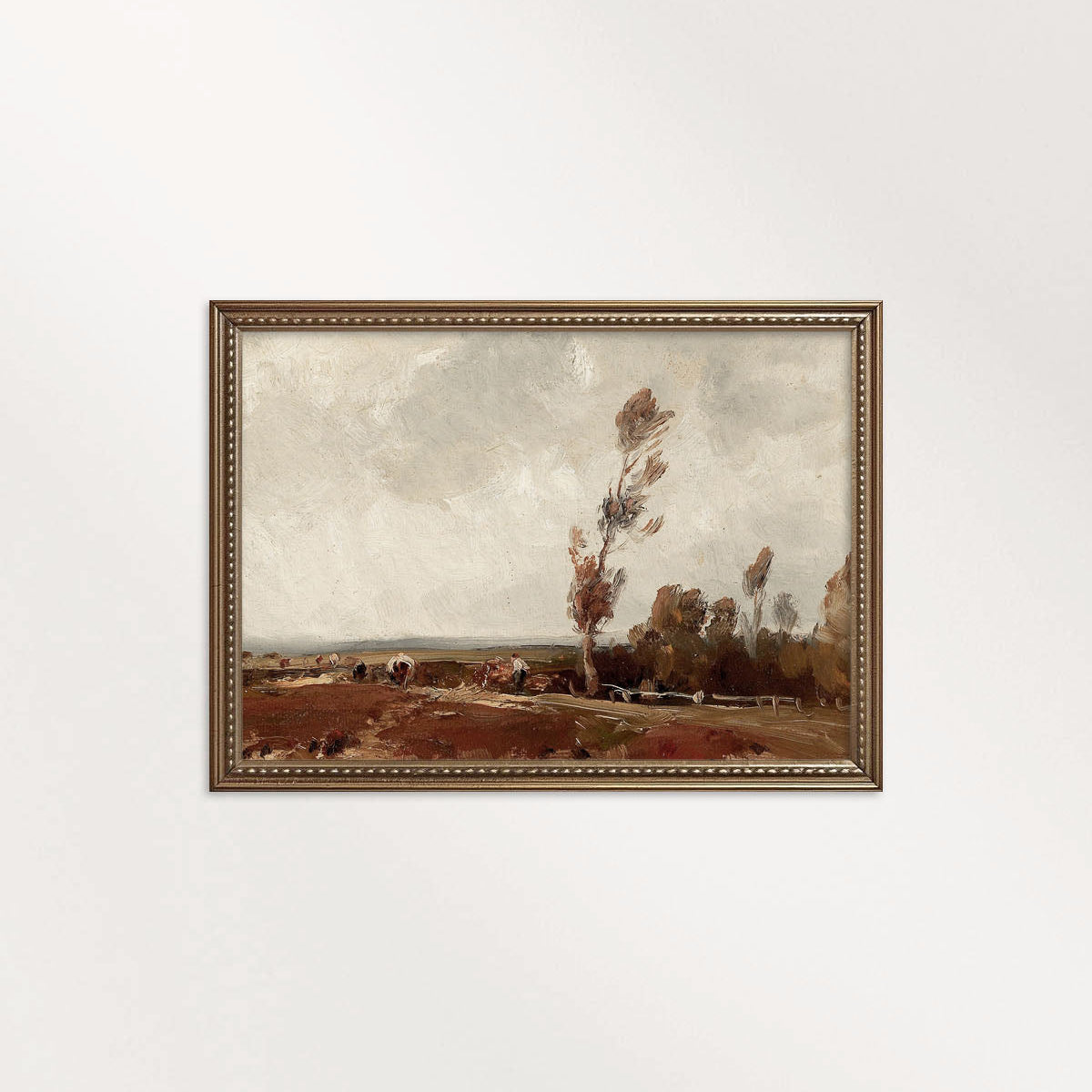 Minimal rustic fall countryside printable wall art with warm autumn tones.