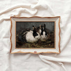 Victorian Rabbit Oil Painting Wall Art Printable (Moody Farmhouse Animal Portrait, Vintage Blue Tonal Decor)