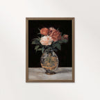 Rose Oil Painting Wall Art Printable (Digital Download) — Vintage Red & Pink Roses Glass Vase