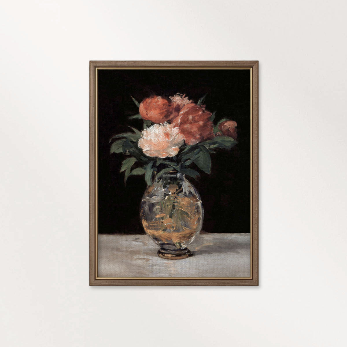 Rose Oil Painting Wall Art Printable (Digital Download) — Vintage Red & Pink Roses Glass Vase
