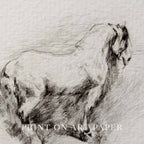 Horse on Hillside Wall Art Printable | Antique Equestrian Pencil Sketch