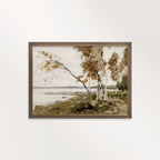 Muted Ochre Autumn Landscape Printable Wall Art | Soft Rustic Nature Decor