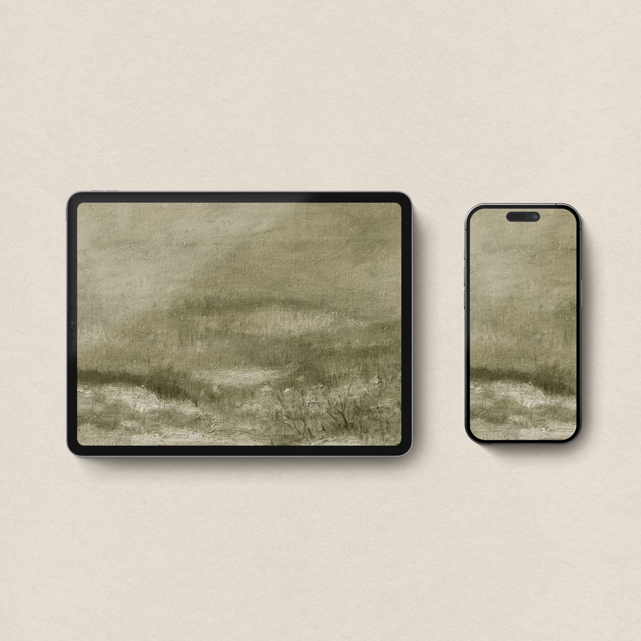Tonal Sage Green Textured Abstract Wallpaper Bundle | iPhone, iPad & Desktop Wallpapers (Digital Download)
