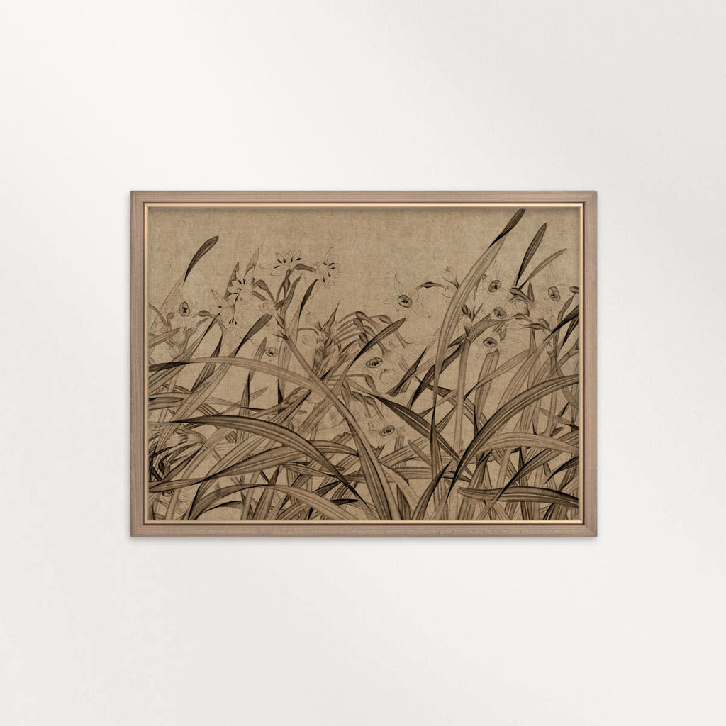 Antique Autumn Wildflower Wall Art Printable – Mid Century Neutral Beige Botanical Print