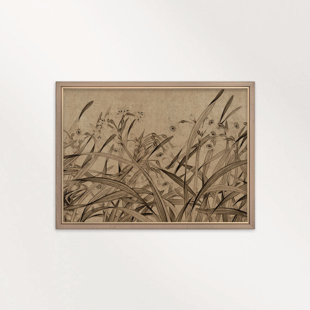 Antique Autumn Wildflower Wall Art Printable – Mid Century Neutral Beige Botanical Print