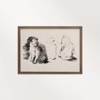 Three Cats Minimal Pencil Sketch Wall Art Printable – Neutral Animal Illustration Print