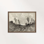 Moody Monochrome Landscape Wall Art Printable – Vintage Neutral Nature Sketch Print