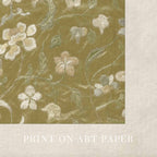 Vintage Yellow Floral Embroidered Wall Art Printable – Silk Textile Cottagecore Print (Digital Download)