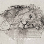 Sleeping Lion Wall Art Printable | Neutral Pencil Sketch Wildlife Print