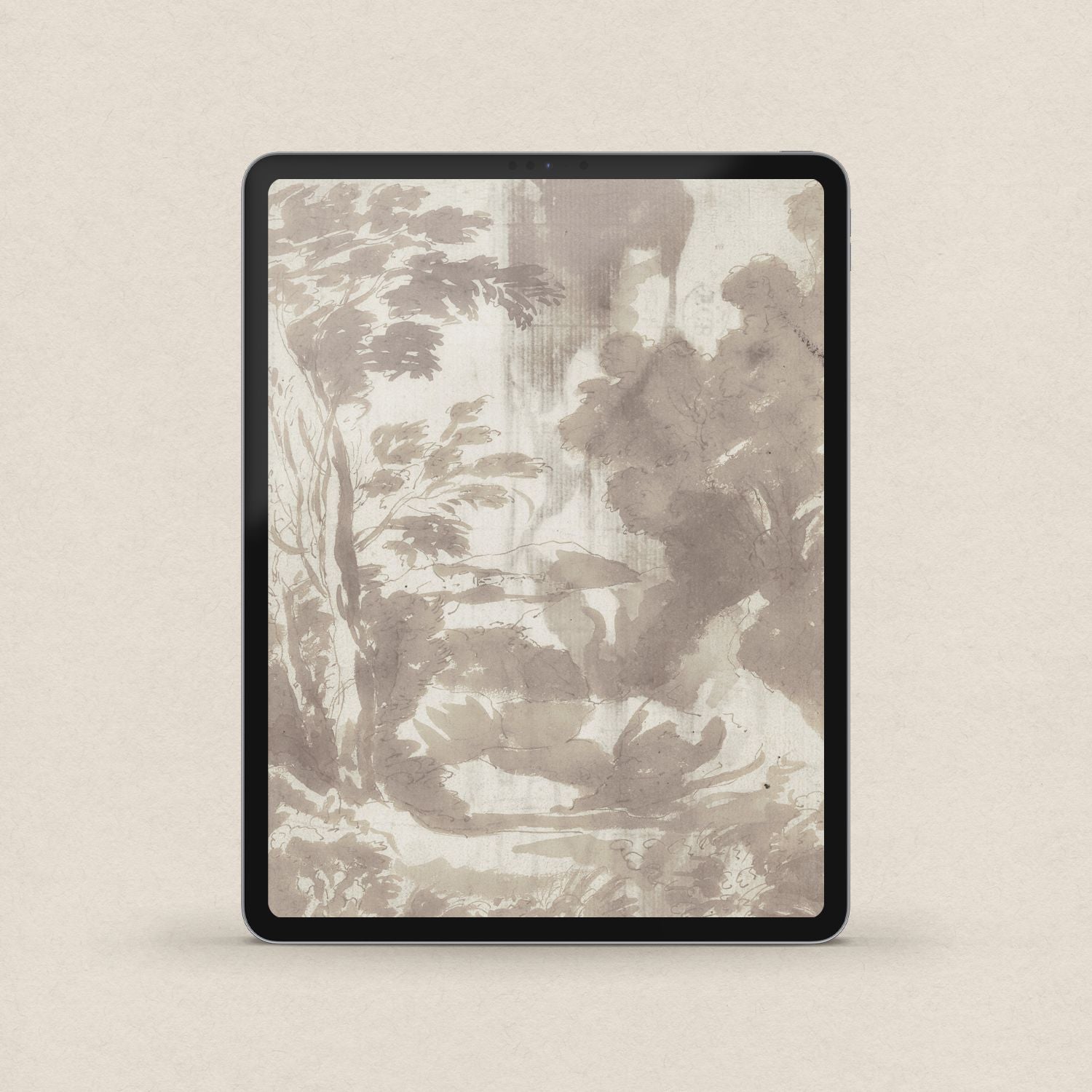 Neutral Botanical Watercolor Wallpaper Set | iPhone & iPad Soft Forest Ink Wash