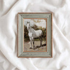 Boho White Horse Wall Art Print (Neutral Equestrian Farmhouse Style Decor) (Digital Download)