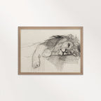 Sleeping Lion Wall Art Printable | Neutral Pencil Sketch Wildlife Print