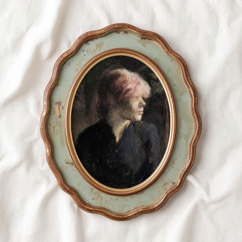 Vintage Woman Portrait Wall Art Printable – Moody Pink Hair Aesthetic Print