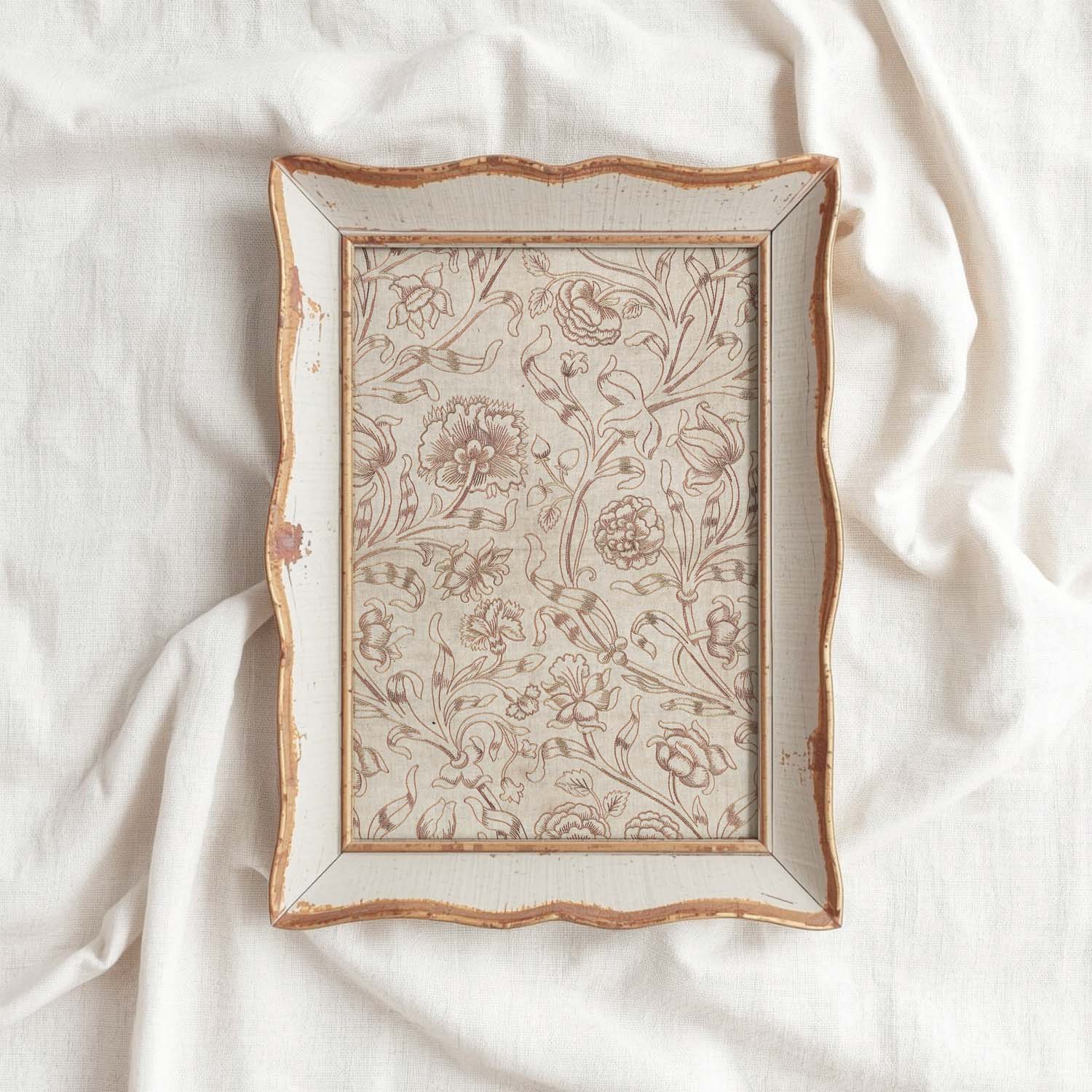 Neutral Boho Floral Tapestry Printable Wall Art – Taupe Vintage Cottagecore Decor