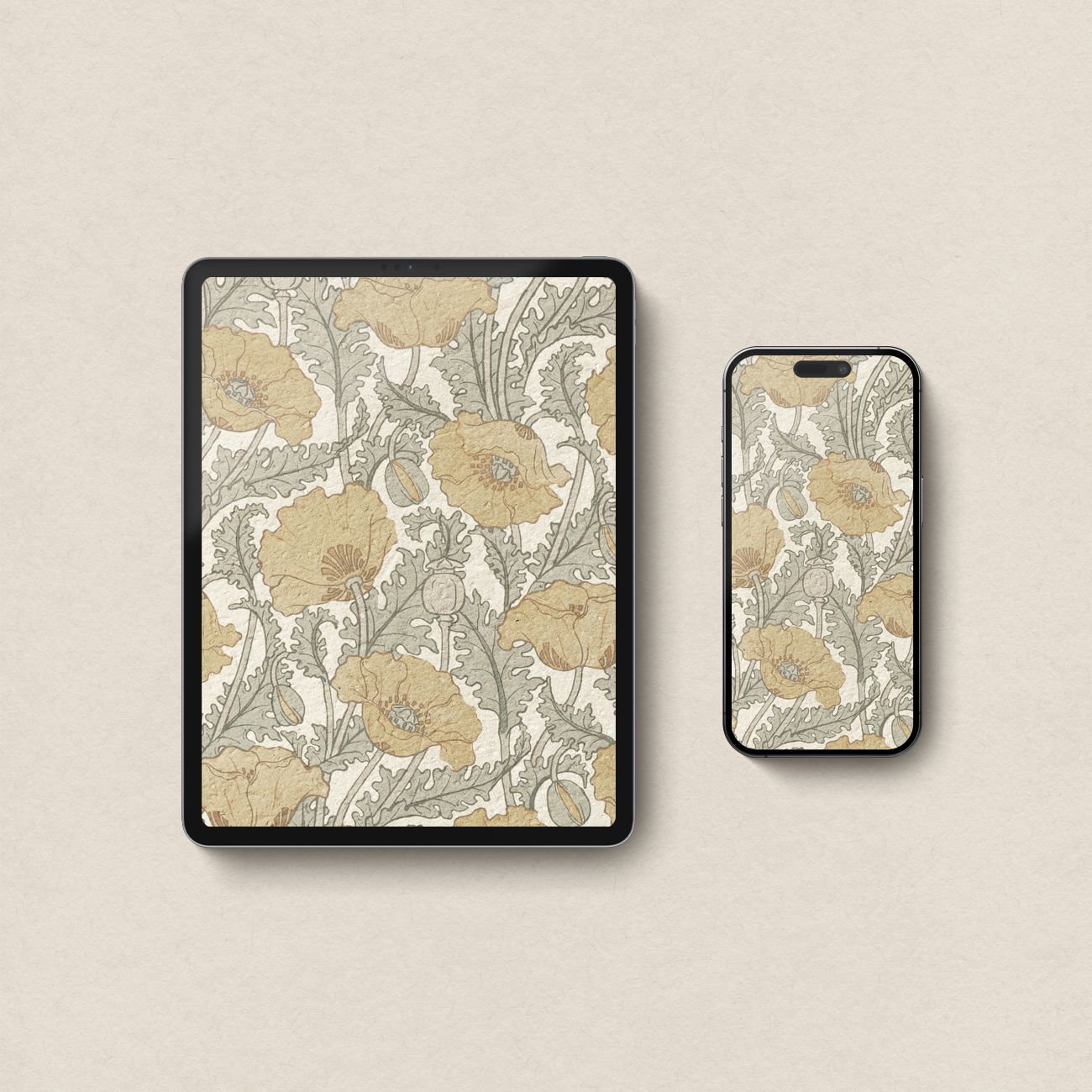 Yellow Floral Botanical Wallpaper Bundle – Cottagecore 4-Device Set (Digital Download)