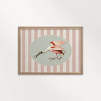 Spoonbill Nursery Wall Art Printable (Digital Download) — Pink Blue Striped Storybook Bird Decor