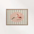 Spoonbill Nursery Wall Art Printable (Digital Download) — Sage Green Blush Striped Storybook Bird Decor