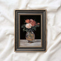 Rose Oil Painting Wall Art Printable (Digital Download) — Vintage Red & Pink Roses Glass Vase