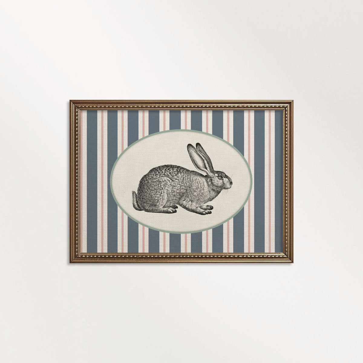 Rabbit Nursery Wall Art Printable (Digital Download) — Vintage Circus Striped Storybook Decor