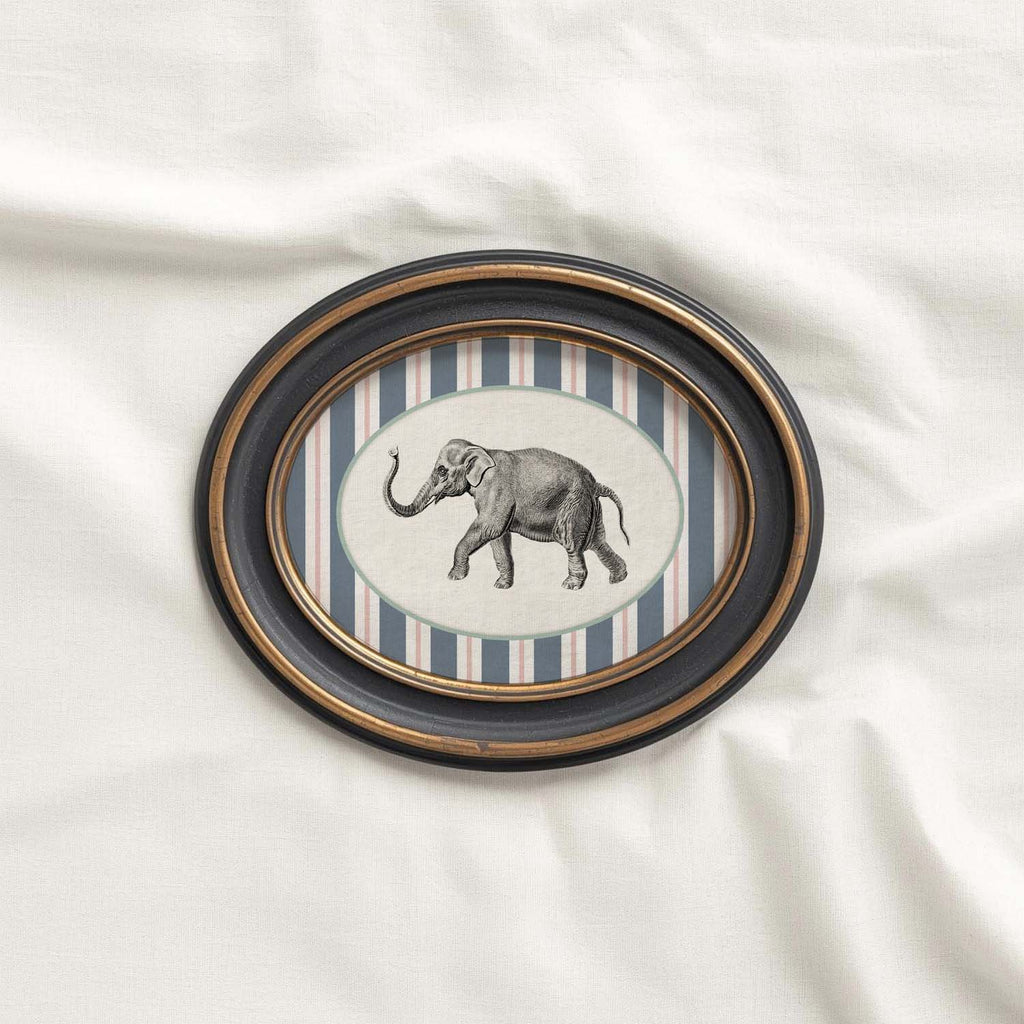 Circus Elephant Nursery Wall Art Printable (Digital Download) — Striped Carnival Storybook Decor